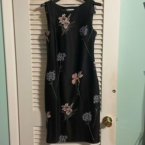 Beautiful Calvin Klein embroidered satin sheath dress